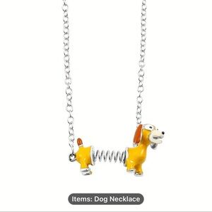 Cute Dog Necklace in Yellow and Silver